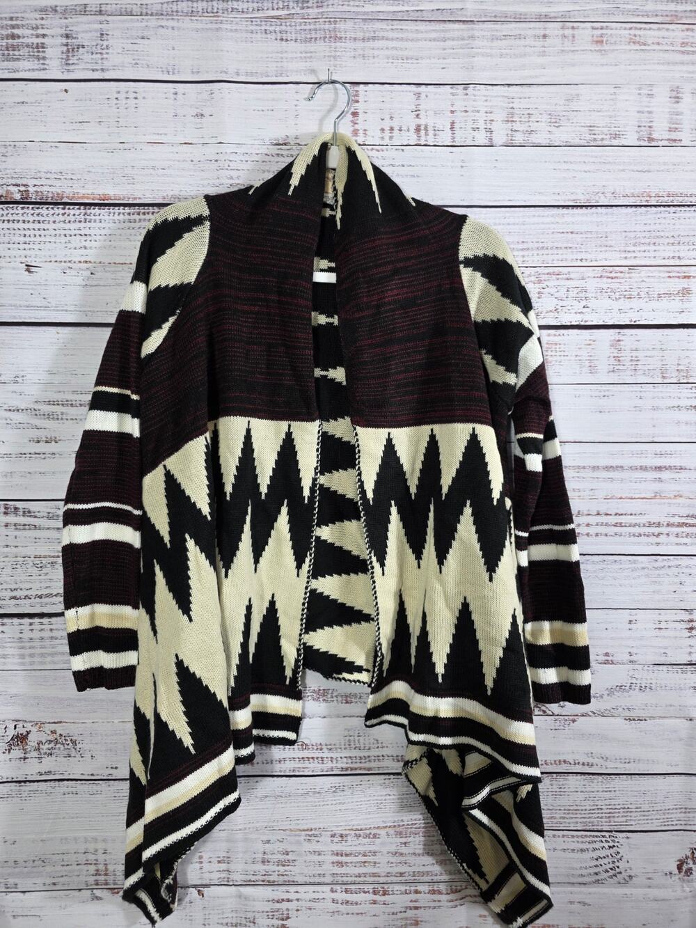 Rhapsody Boho Aztec Knit Cardigan Medium Southwestern Open Front Size M